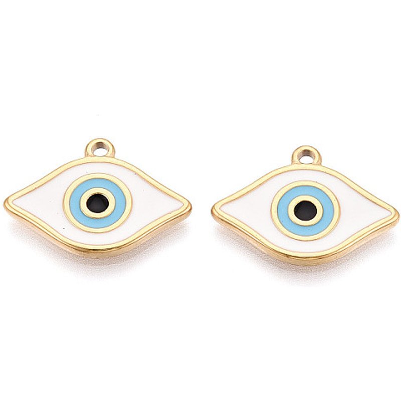 Pendentif en Émail Œil Malin en Acier Inoxydable 304, Plaqué Or 18K — Breloques et pendentifs