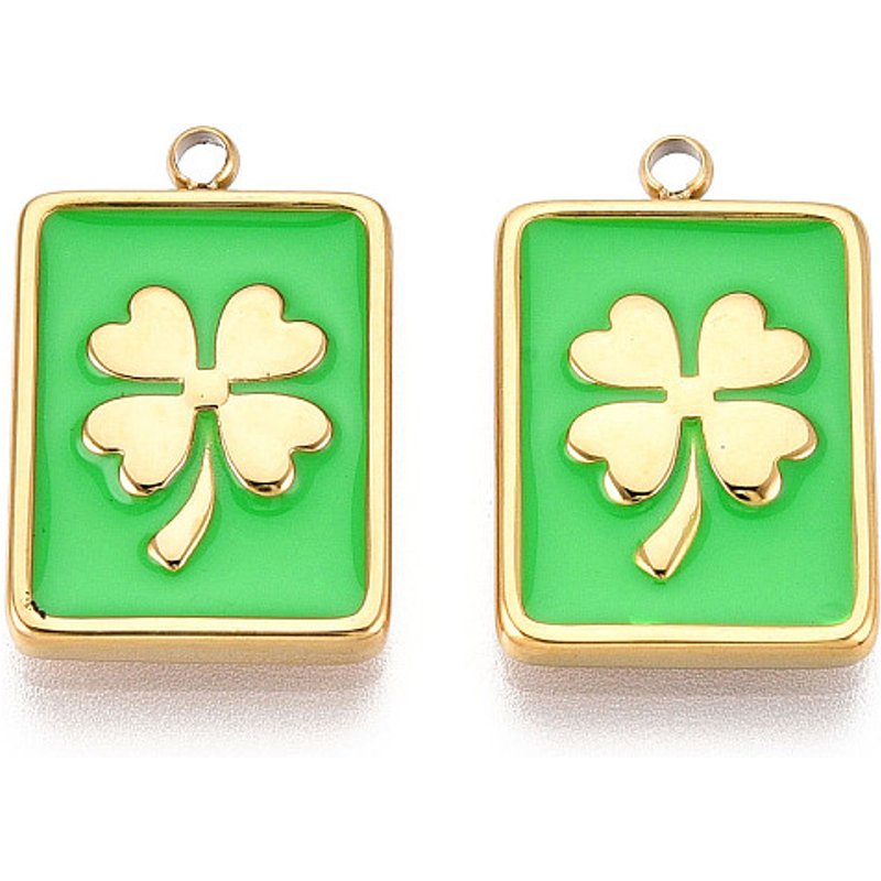 Pendentif en Acier Inoxydable 304 avec Émail, Trèfle en Or 18K — Breloques et pendentifs