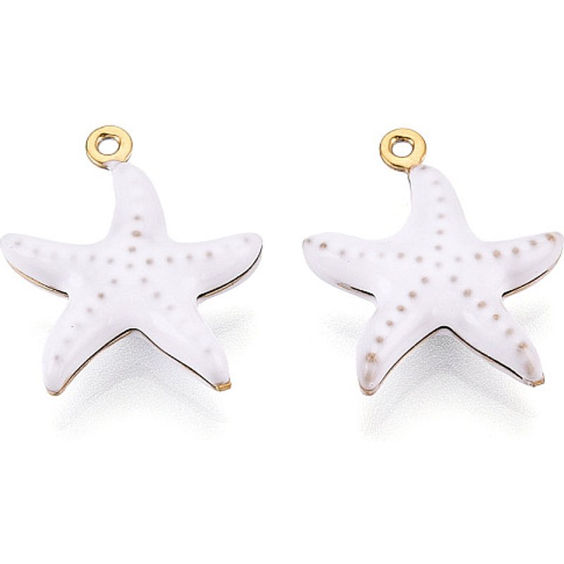 Pendentif Étoile de Mer en Acier Inoxydable 304, Émail, Plaqué Or 18K — Breloques et pendentifs
