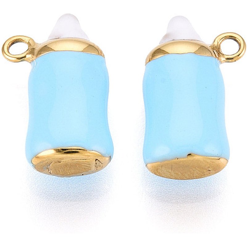 Pendentif en Acier Inoxydable 304 Émaillé en Forme de Bouteille avec Plaquage en Or 18K — Breloques et pendentifs