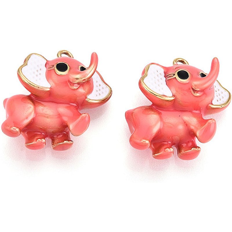 Pendentif en Émail d'Éléphant en Acier Inoxydable 304 avec Plaquage en Or 18K — Breloques et pendentifs