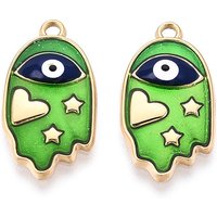 304 Stainless Steel Enamel Paramecia Pendant, 18K Gold Plated