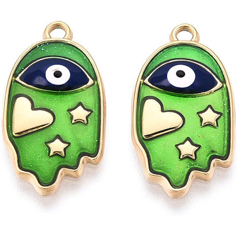 Pendentif en Acier Inoxydable 304 Émaillé, Paramecia, Plaqué Or 18K — Breloques et pendentifs