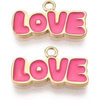 304 Stainless Steel Love Charms with 18K Gold Plating
