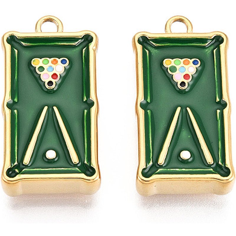 Pendentif en Émail Billiards en Acier Inoxydable 304, Vert Foncé — Breloques et pendentifs