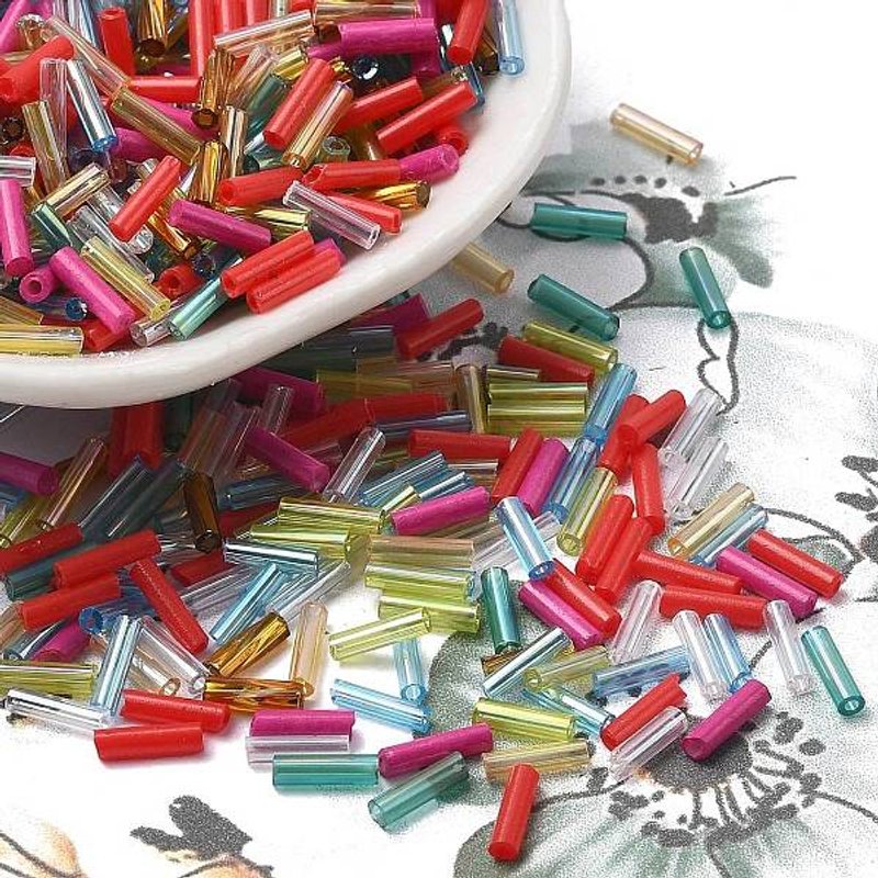 Glass Bugle Beads, Mixed Style and Color, 5x2mm, 15030pcs