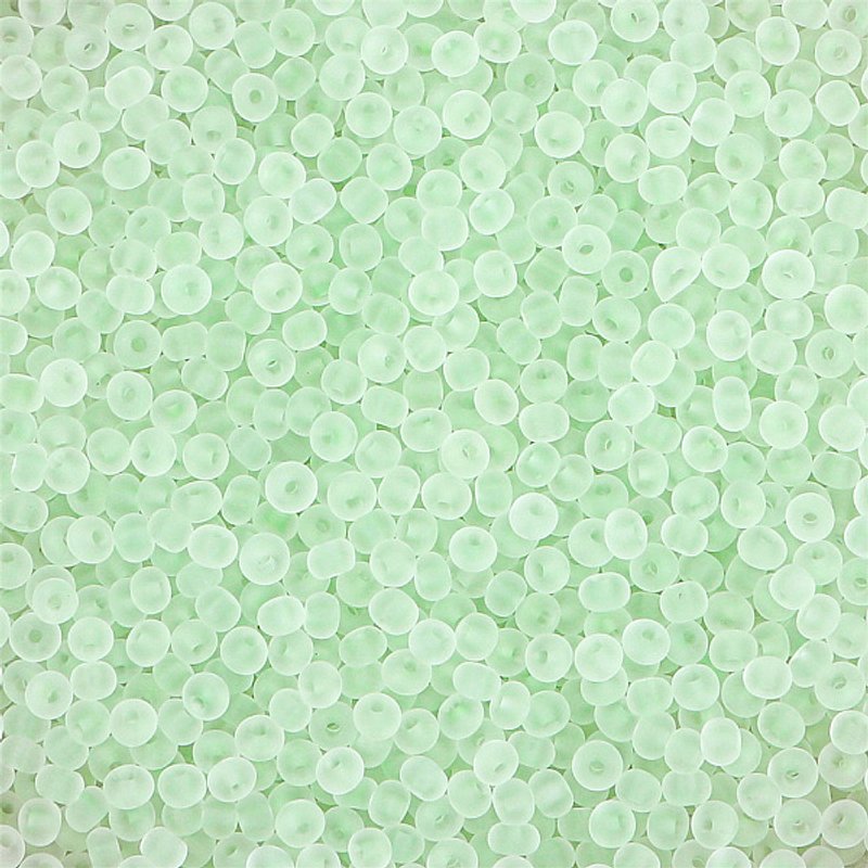 Frosted Colors Glass Seed Beads, Rondelle, Pale Green, 2mm — Jewelry Beads
