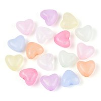 Luminous Transparent Acrylic Heart Beads with Glitter Powder