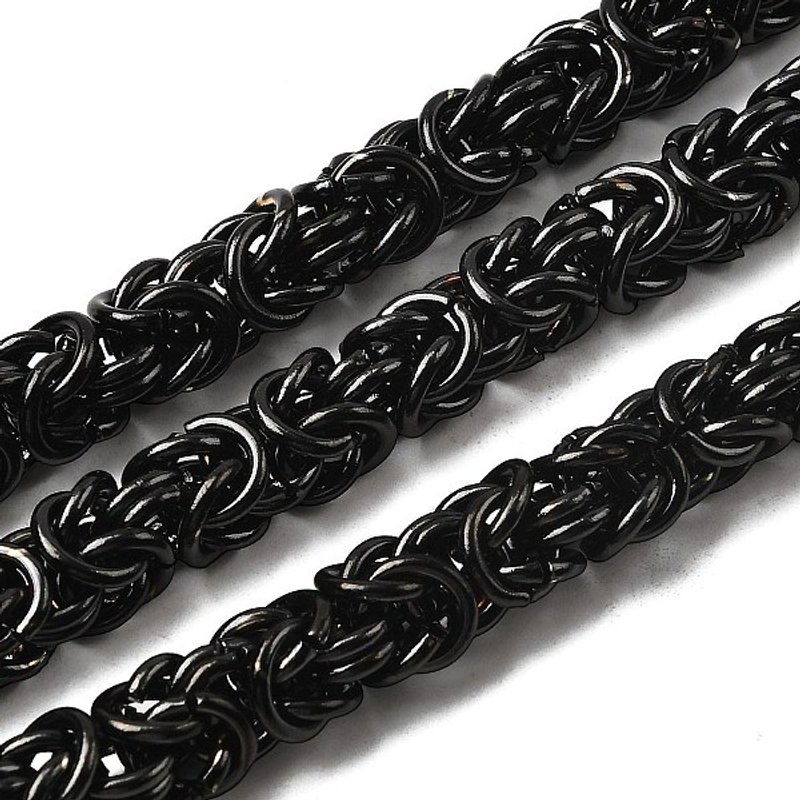 304 Stainless Steel Byzantine Chains, Unwelded, Black, 8mm