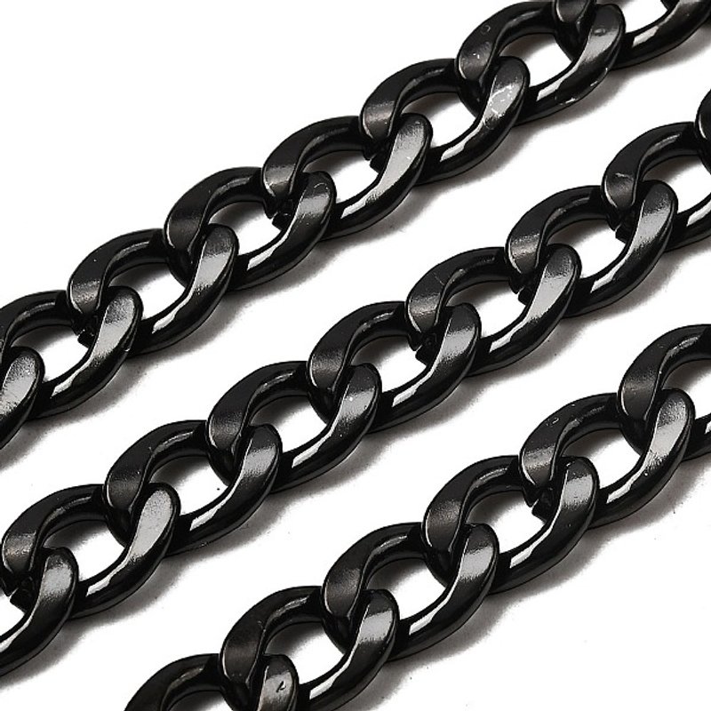 304 Stainless Steel Cuban Link Chains, Black Curb Chains