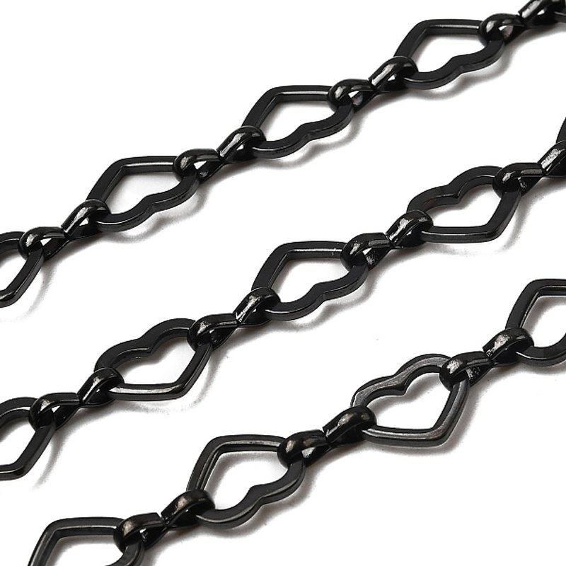 Chaînes en Acier Inoxydable 304 en Forme de Cœur, Non Soudées, Noires — Chaînes, fils et cordons