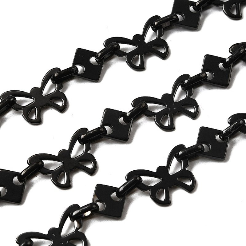 Chaines à Maillons Papillon en Acier Inoxydable 304, Non Soudées, Noires