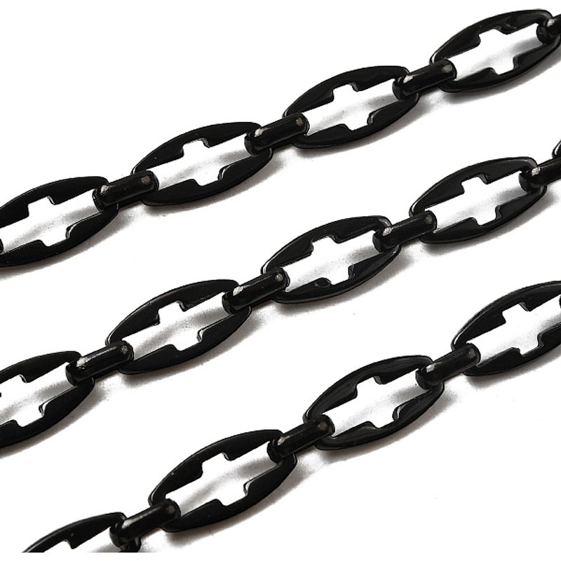 Chaînes en acier inoxydable 304, maillons creux, non soudés, noires