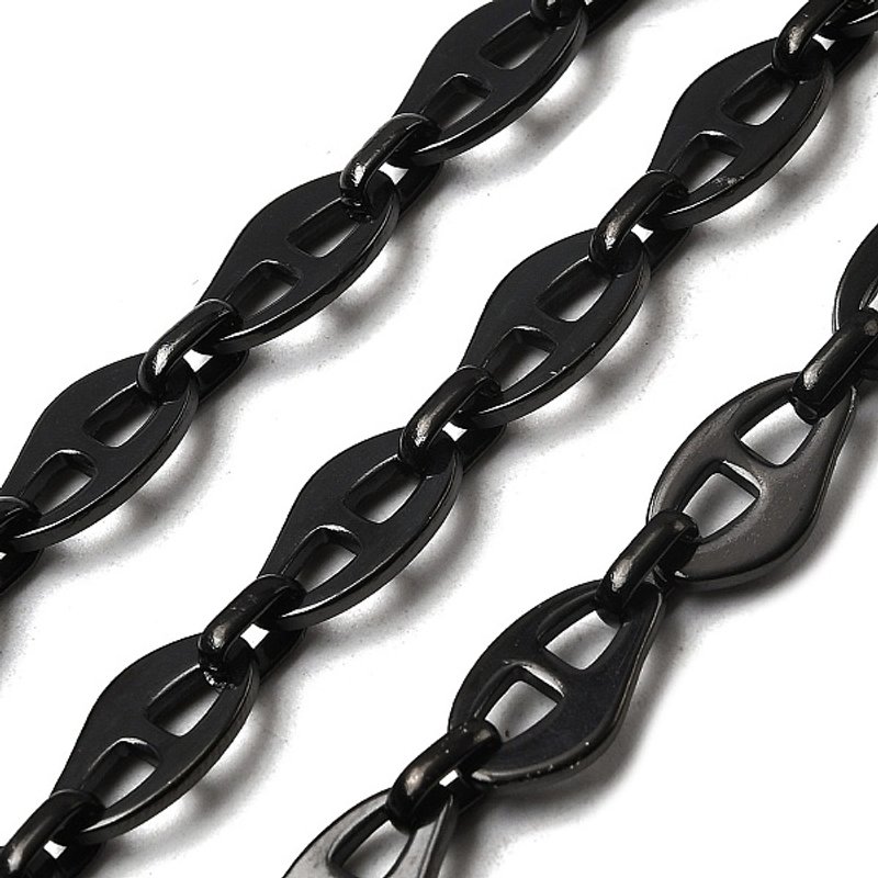 Chaînes de Lien Nuggets Non Soudées en Acier Inoxydable 304, Noir — Chaînes, fils et cordons