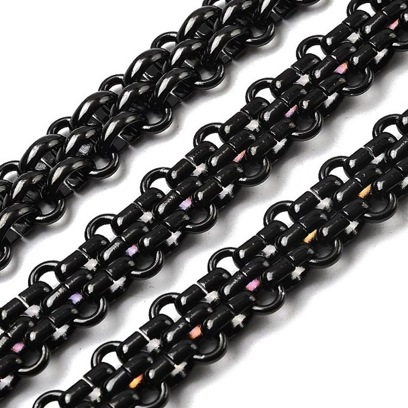 Chaînes en acier inoxydable 304, maillons tissés, non soudés, noires