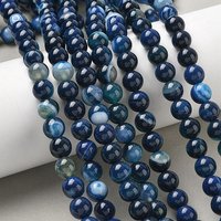 Natural Banded Agate Beads Strands, Blue, Grade A, 8mm, 47pcs — Jewelry Beads