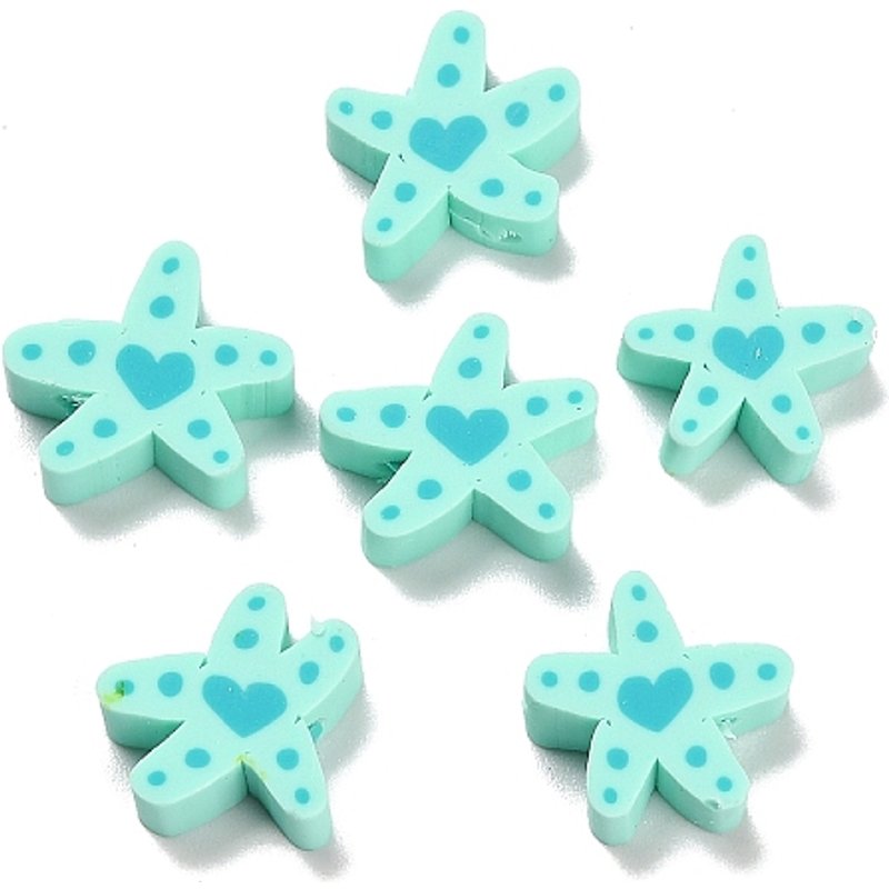 Perles en Argile Polymère en Forme d'Étoile de Mer Vertes — Perles à bijoux