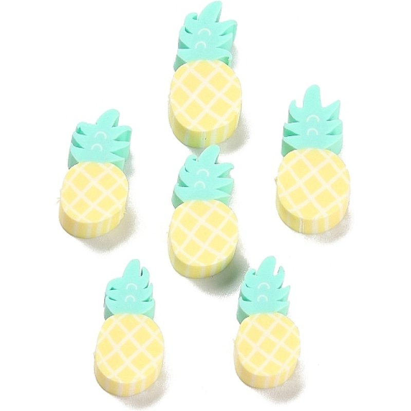 Handmade Polymer Clay Pineapple Beads, Yellow, 15-17x7-9x4.5mm — Jewelry Beads