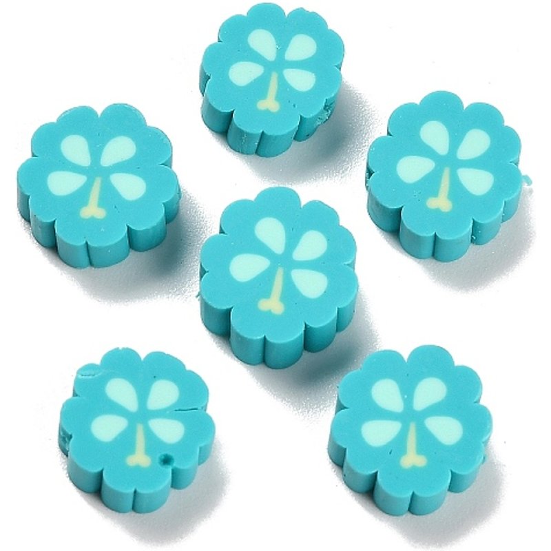 Handmade Polymer Clay Flower Beads, Green, 10-11mm — Jewelry Beads