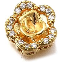 Liens en laiton micro pave zircon cubique clair - Fleur plaqué or 18K — Accessoires pour bijoux