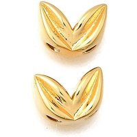 Brass Leaf Beads, 2-Hole, 18K Gold Plated — Jewelry Beads
