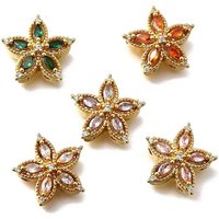 Liens Multibrins en Laiton Pave de Zircon Cubique, Fleurs, Plaqué Or 18K — Accessoires pour bijoux