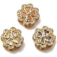Liens multi-brins en laiton avec zircon cubique pavé, trèfle, plaqué or 18K — Accessoires pour bijoux