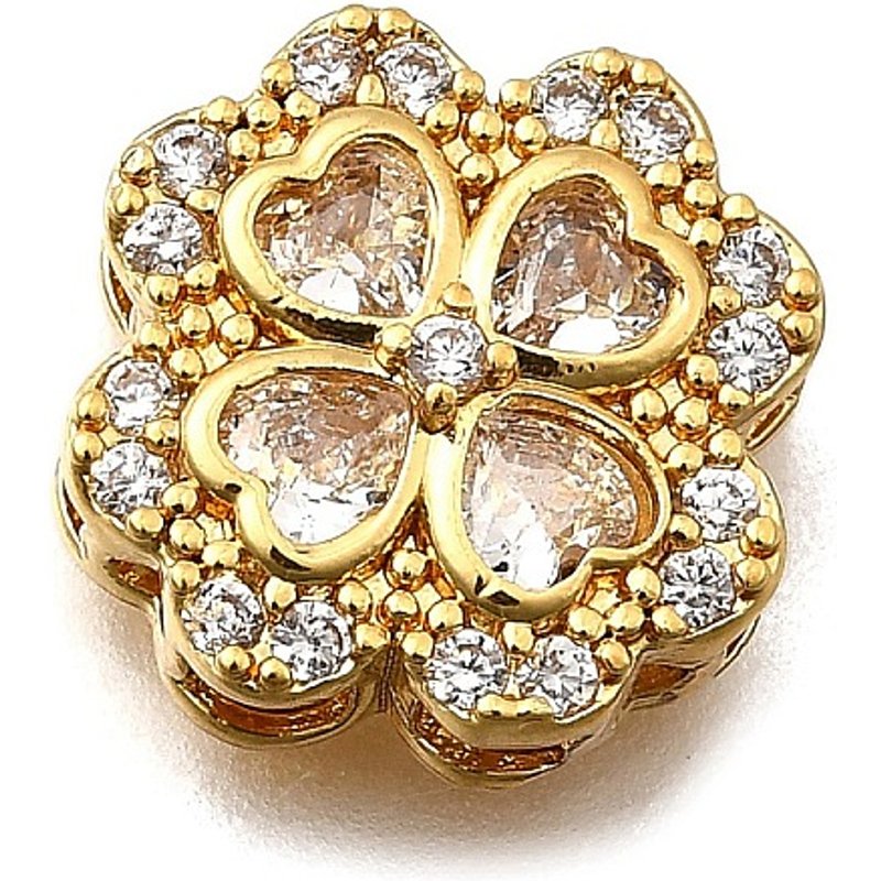 Liens Multi-brins en Laiton Pave Zircon Cubique Trèfle Plaqué Or 18K — Accessoires pour bijoux