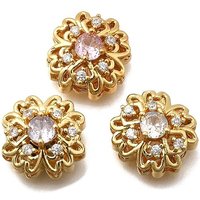 Brass Pave Cubic Zirconia Flower Links, 18K Gold Plated — Jewelry Findings