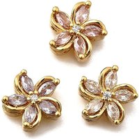Liens Multibrins en Laiton avec Zircon Cubique Pave, Fleur, Plaqué Or 18K — Accessoires pour bijoux