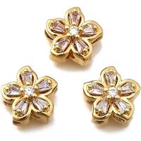 Liens Multibrins en Laiton avec Zircon Cubique Pave, Fleurs, Plaqué Or 18K — Accessoires pour bijoux