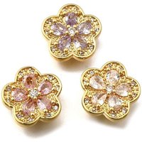 Liens Multi-brins en Laiton Pave Zircon Cubique, Fleur, Plaqué Or 18K — Accessoires pour bijoux