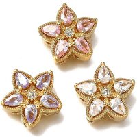 Brass Pave Cubic Zirconia Multi-strand Flower Links, 18K Gold Plated — Jewelry Findings
