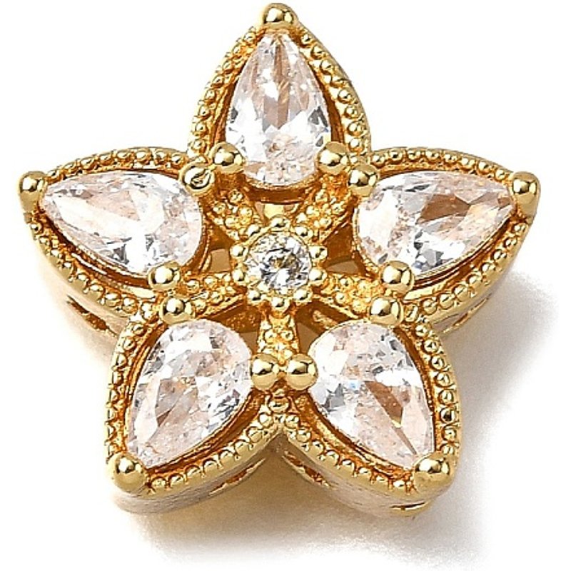 Liens multi-brins en laiton avec zircon cubique pavé, fleur, plaqué or 18K — Accessoires pour bijoux