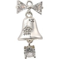 Brass Micro Pave Cubic Zirconia Bell Charms, Silver