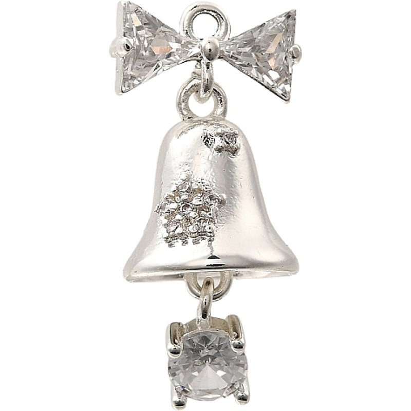 Brass Micro Pave Cubic Zirconia Bell Charms, Silver — Charms & Pendants