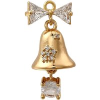Brass Micro Pave Cubic Zirconia Bell Charms, 18K Gold Plated