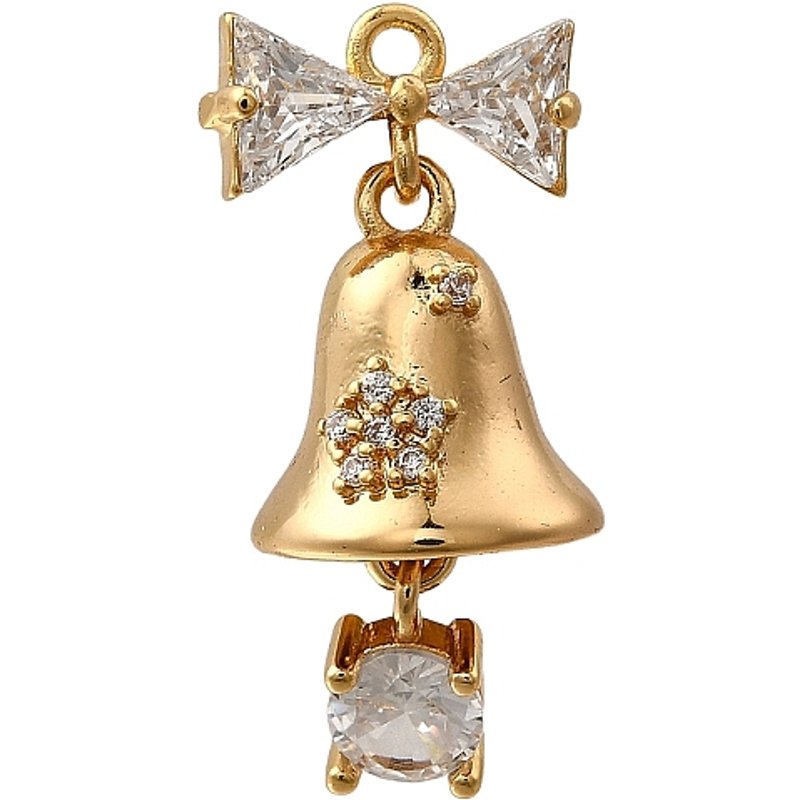 Charms en laiton micro pave zircon cubique, cloches, plaqué or 18K — Breloques et pendentifs