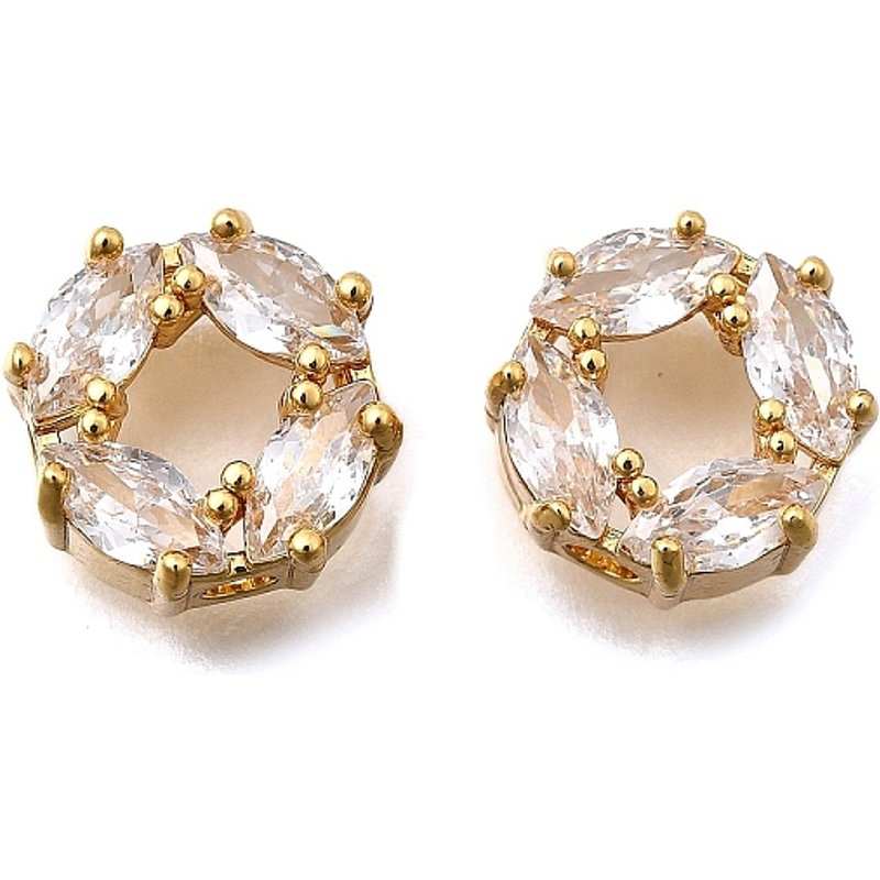 Brass Micro Pave Cubic Zirconia Flower Beads, 18K Gold Plated — Jewelry Beads