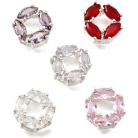 Brass Micro Pave Cubic Zirconia Flower Beads, Silver, Mixed Color