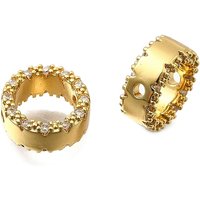 Brass Bead Frame, Round Ring, 18K Gold Plated, 9.5mm Diameter