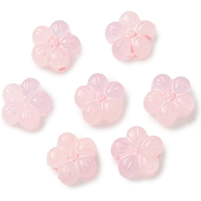 Translucent Resin Flower Beads with Enamel, Pink — Jewelry Beads