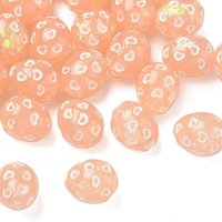 Translucent Resin Egg Beads with Heart and Hologram, Orange
