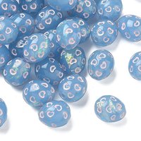 Translucent Resin Beads, Egg with Heart, Blue, Hologram