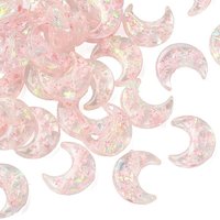 Transparent Resin Moon and Star Beads with Enamel, Pink