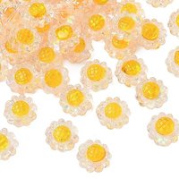 Translucent Resin Sunflower Beads with Enamel, Hologram, Orange — Jewelry Beads