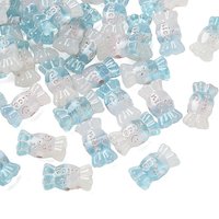 Transparent Resin Beads with Nice Word, Two Tone Hologram Blue
