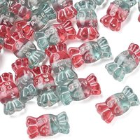 Transparent Resin Candy Beads with Word Nice, Red, Hologram