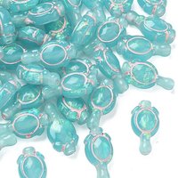 Translucent Resin Beads with Enamel Hologram in Green