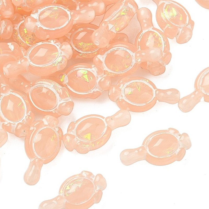 Translucent Resin Beads with Enamel Hologram in Orange — Jewelry Beads